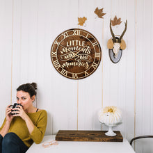 Įkelti vaizdą į galerijos rodinį, Apvalus rudas medinis laikrodis, Tylus sieninis laikrodis