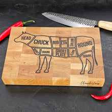 Įkelti vaizdą į galerijos rodinį, Individuali Ąžuolinė Pjaustymo Lenta su Graviruotu Piešiniu, Ideali Dovana Virtuvei ir Griliui