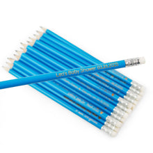 Įkelti vaizdą į galerijos rodinį, Personalizuoti Mėlyni Mediniai HB Pieštukai su Trintuku, Puiki Dovana Mokiniams, Menininkams ir Svečiams