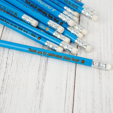 Įkelti vaizdą į galerijos rodinį, Personalizuoti Mėlyni Mediniai HB Pieštukai su Trintuku, Puiki Dovana Mokiniams, Menininkams ir Svečiams