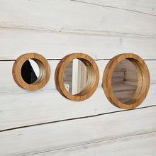 Įkelti vaizdą į galerijos rodinį, Rankų Darbo Ąžuolinis Veidrodžių Rinkinys (3 vnt.), Stilingas Sieninis Dekoras ir Puiki Dovana