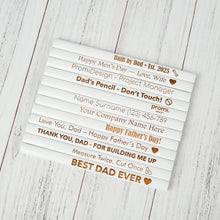 Įkelti vaizdą į galerijos rodinį, Personalizuotas Baltas Dailidės Pieštukas, Suasmeninta Dovana Tėčiui, Staliui ar Ypatingai Progai