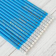 Įkelti vaizdą į galerijos rodinį, Personalizuoti Mėlyni Mediniai HB Pieštukai su Trintuku, Puiki Dovana Mokiniams, Menininkams ir Svečiams