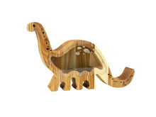 Įkelti vaizdą į galerijos rodinį, Medinė taupyklė dinozauras (ruda, graviravimas)