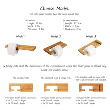 Įkelti vaizdą į galerijos rodinį, Medinis Tualetinio Popieriaus Laikiklis su Lentynėle, Sieninis Vonios Aksesuaras, Papildoma Vieta Popieriui Vonios Kambaryje