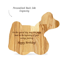 Įkelti vaizdą į galerijos rodinį, Medinė taupyklė ekskavatorius (2 dydžiai, 3 spalvos, graviravimas)