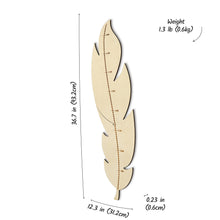 Įkelti vaizdą į galerijos rodinį, Medinė Plunksnos Formos Ūgio Matuoklė, Dekoratyvi ir Funkcionali Vaikų Kambario Detalė