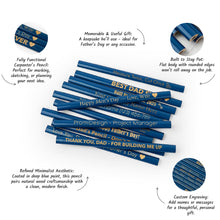 Įkelti vaizdą į galerijos rodinį, Graviruotas Mėlynas Dailidės Pieštukas, Įrankis Dirbtuvėms, Graviruotas Suvenyras, Dovana Tėčiui