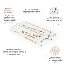 Įkelti vaizdą į galerijos rodinį, Personalizuotas Baltas Dailidės Pieštukas, Suasmeninta Dovana Tėčiui, Staliui ar Ypatingai Progai