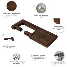 Įkelti vaizdą į galerijos rodinį, Medinis Tualetinio Popieriaus Laikiklis su Lentynėle, Sieninis Vonios Aksesuaras, Papildoma Vieta Popieriui Vonios Kambaryje