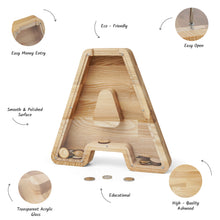 Įkelti vaizdą į galerijos rodinį, Vardinė Medinė Taupyklė Vaikams, Raidės Formos Pinigų Dėžutė su Vardu