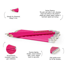 Įkelti vaizdą į galerijos rodinį, Unikalūs Rožiniai Mediniai HB Pieštukai su Graviravimu, Asmeniškos Dovanos Įvairioms Progoms