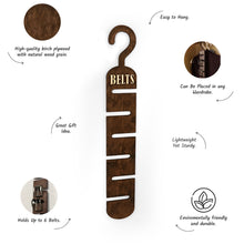 Įkelti vaizdą į galerijos rodinį, Medinis Diržo Laikiklis Spintai, Praktiška Dovana ir Sprendimas Tvarkingam Diržų Laikymui
