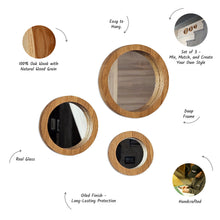 Įkelti vaizdą į galerijos rodinį, Rankų Darbo Ąžuolinis Veidrodžių Rinkinys (3 vnt.), Stilingas Sieninis Dekoras ir Puiki Dovana