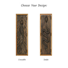 Įkelti vaizdą į galerijos rodinį, 3D Medinė Krokodilo Sienos Skulptūra, Laukinės Gamtos Medžio Raižinys, Rankų Darbo Sieninė Dekoracija