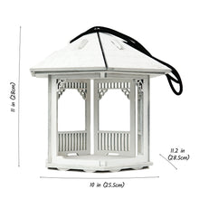 Įkelti vaizdą į galerijos rodinį, Balta medinė paukščių lesyklėlė, Gazebo formos paukščių namelis