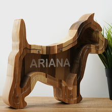 Įkelti vaizdą į galerijos rodinį, Medinė taupyklė šuo (graviravimas)