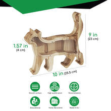 Įkelti vaizdą į galerijos rodinį, Medinė taupyklė katė (graviravimas)