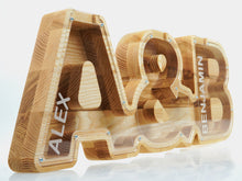 Įkelti vaizdą į galerijos rodinį, Medinė dviguba poros taupyklė (A-Ž, graviravimas)