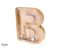 Įkelti vaizdą į galerijos rodinį, Didelė medinė taupyklė raidė (A-Ž, graviravimas)