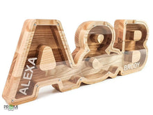 Įkelti vaizdą į galerijos rodinį, Medinė dviguba poros taupyklė (A-Ž, graviravimas)