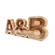 Įkelti vaizdą į galerijos rodinį, Medinė dviguba poros taupyklė (A-Ž, graviravimas)