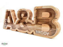 Įkelti vaizdą į galerijos rodinį, Medinė dviguba poros taupyklė (A-Ž, graviravimas)