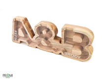 Įkelti vaizdą į galerijos rodinį, Medinė dviguba poros taupyklė (A-Ž, graviravimas)