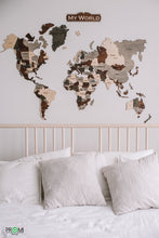 Įkelti vaizdą į galerijos rodinį, Medinis sieninis pasaulio žemėlapis Multicolor ( DISP012O )