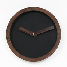 Įkelti vaizdą į galerijos rodinį, Laikrodis - Medinis Apvalus Laikrodis (Juoda Dirbtinė Oda)