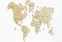 Įkelti vaizdą į galerijos rodinį, Medinis sieninis pasaulio žemėlapis natūralus ( DISP012D )