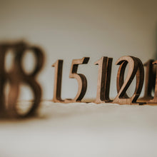 Įkelti vaizdą į galerijos rodinį, Mediniai Stalo Numeriai 1–10, Rankų Darbo Dekoras Vestuvėms, Šventėms
