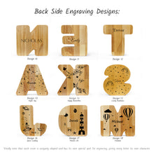 Įkelti vaizdą į galerijos rodinį, Vardinė Medinė Taupyklė Vaikams, Raidės Formos Pinigų Dėžutė su Vardu
