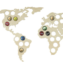 Įkelti vaizdą į galerijos rodinį, Medinis sieninis butelio kamštelių pasaulio žemėlapis ( DISPL001)
