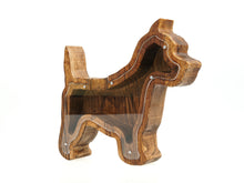 Įkelti vaizdą į galerijos rodinį, Medinė taupyklė šuo ruda, graviravimas)
