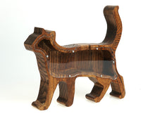 Įkelti vaizdą į galerijos rodinį, Medinė taupyklė katė (ruda, graviravimas)
