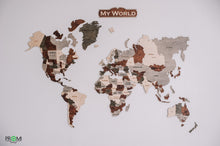 Įkelti vaizdą į galerijos rodinį, Medinis sieninis pasaulio žemėlapis Multicolor ( DISP012O )
