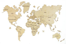 Įkelti vaizdą į galerijos rodinį, Medinis sieninis pasaulio žemėlapis natūralus ( DISP012D )
