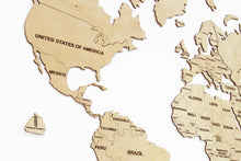 Įkelti vaizdą į galerijos rodinį, Medinis sieninis pasaulio žemėlapis natūralus ( DISP012D )
