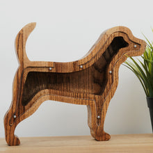 Įkelti vaizdą į galerijos rodinį, Medinė taupyklė šuo (ruda, graviravimas)
