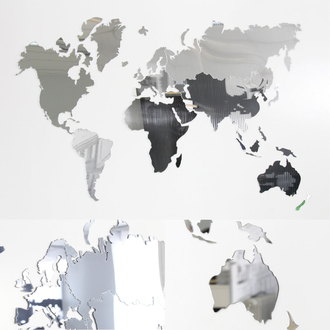 Veidrodinio akrilinio stiklo sieninis pasaulio žemėlapis( DISP012B )