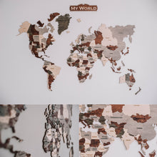Įkelti vaizdą į galerijos rodinį, Medinis sieninis pasaulio žemėlapis Multicolor ( DISP012O )

